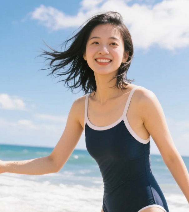 连体泳装勾勒的时光沙漏，盛夏正倾泻