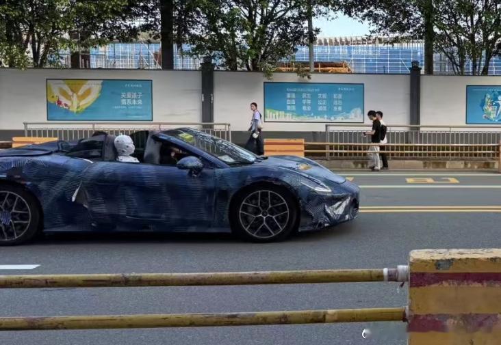 据说是腾势新跑车敞篷版，流线真的没毛病了。就是这个假人有点抽象。。。是提前测配重