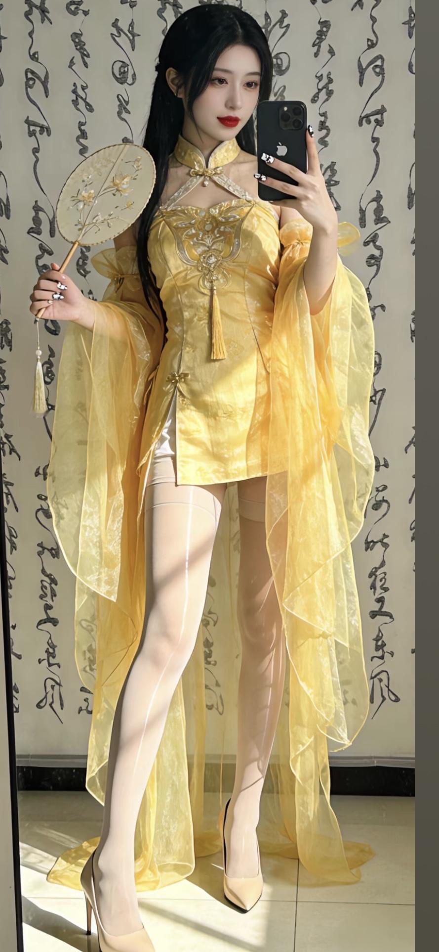 穿越时空的汉服少女，镜中自拍惊艳时光国风汉服美女女孩汉服写真古风少女自拍