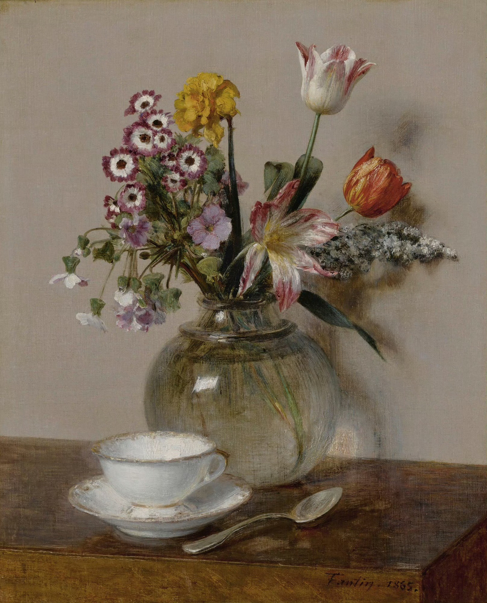 艺术家HenriFantin-Latour的静物作品其作品承袭古典写实，造型精