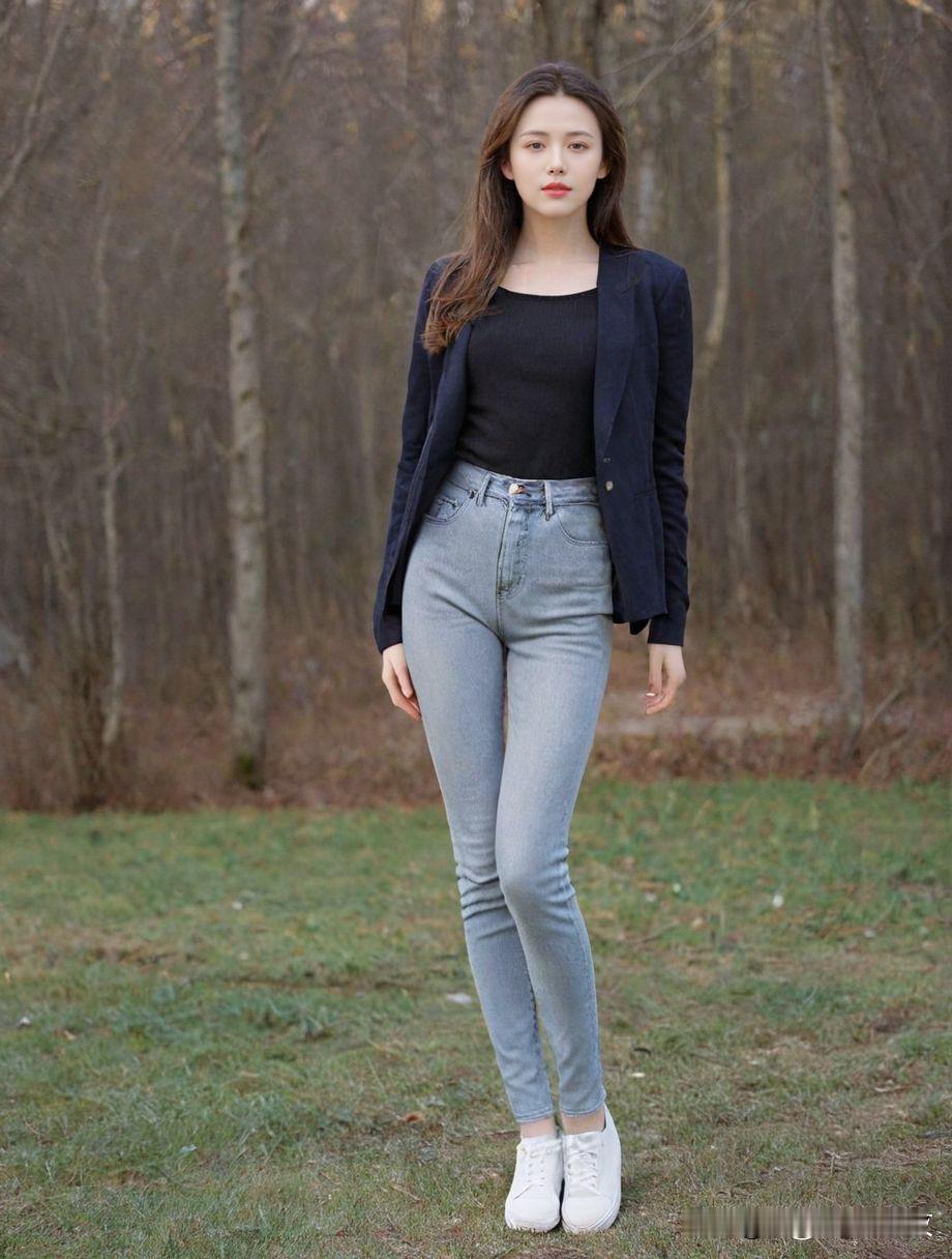 秋日穿搭指南：简约黑色上衣+牛仔裤，轻松自然，尽显时尚魅力！