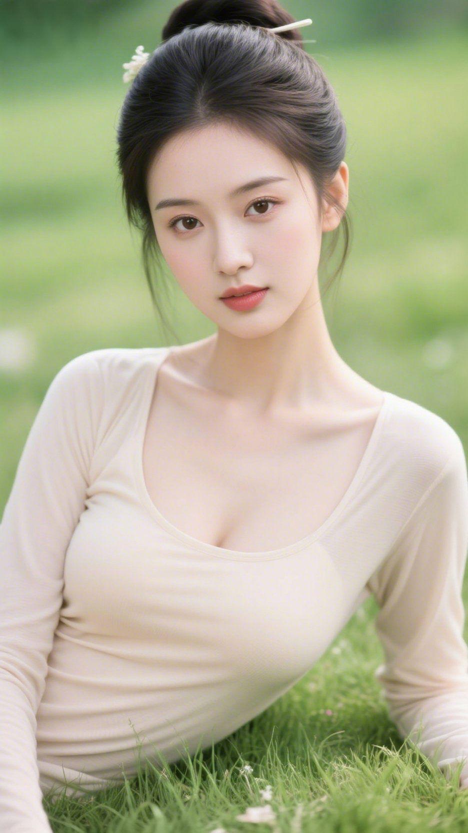 山野青草叙温柔清风拂过青草地，细碎野花隐于翠丛。柔光漫洒草尖，风裹挟草木清