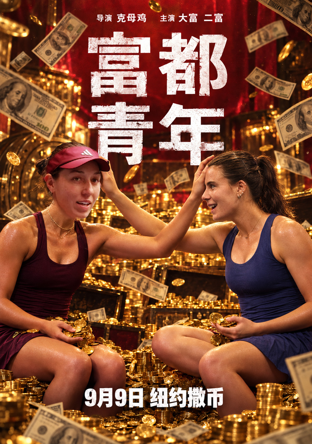 美网女单1/4决赛，大富再演逆转，3-6/6-4/6-3翻盘二富，连续三年打进赛