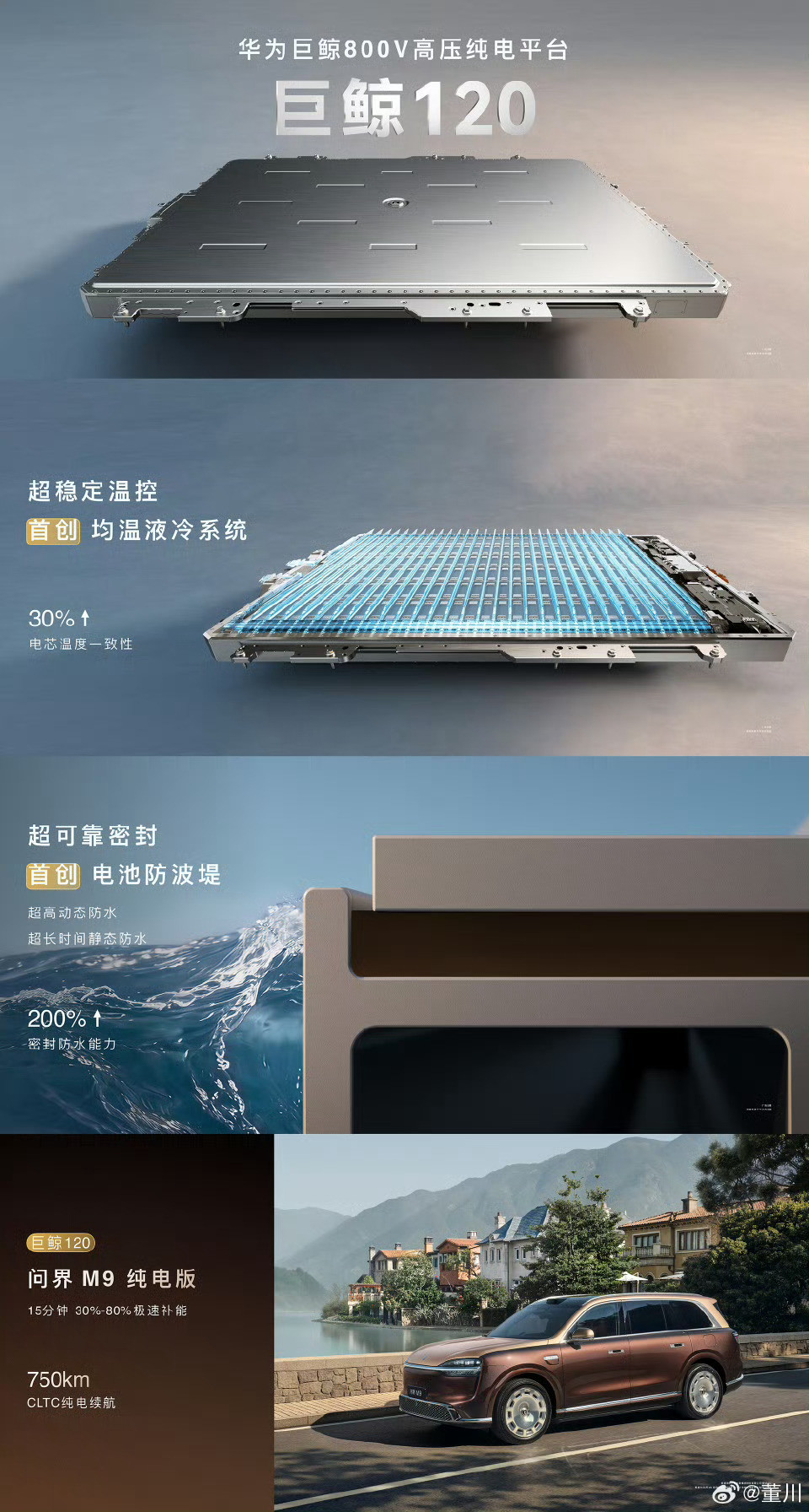 问界M9首发全新华为巨鲸电池平台全新问界M9首发业界最高效电机硬核双技术加持，