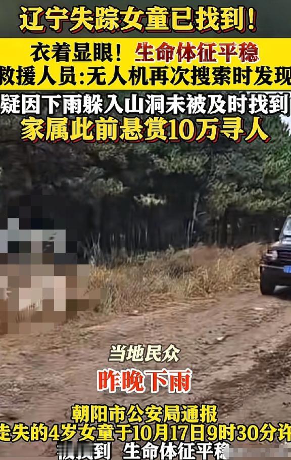 找到辽宁4岁女孩的是一个大哥，他带了3架无人机去找的，无人机发现女孩后，他赶紧联