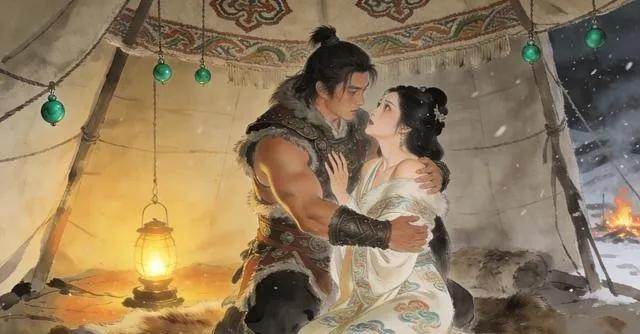 王昭君21岁时，丈夫刚去世，继子就冲进帐篷一把搂住她。王昭君瑟瑟发抖，气得打了他