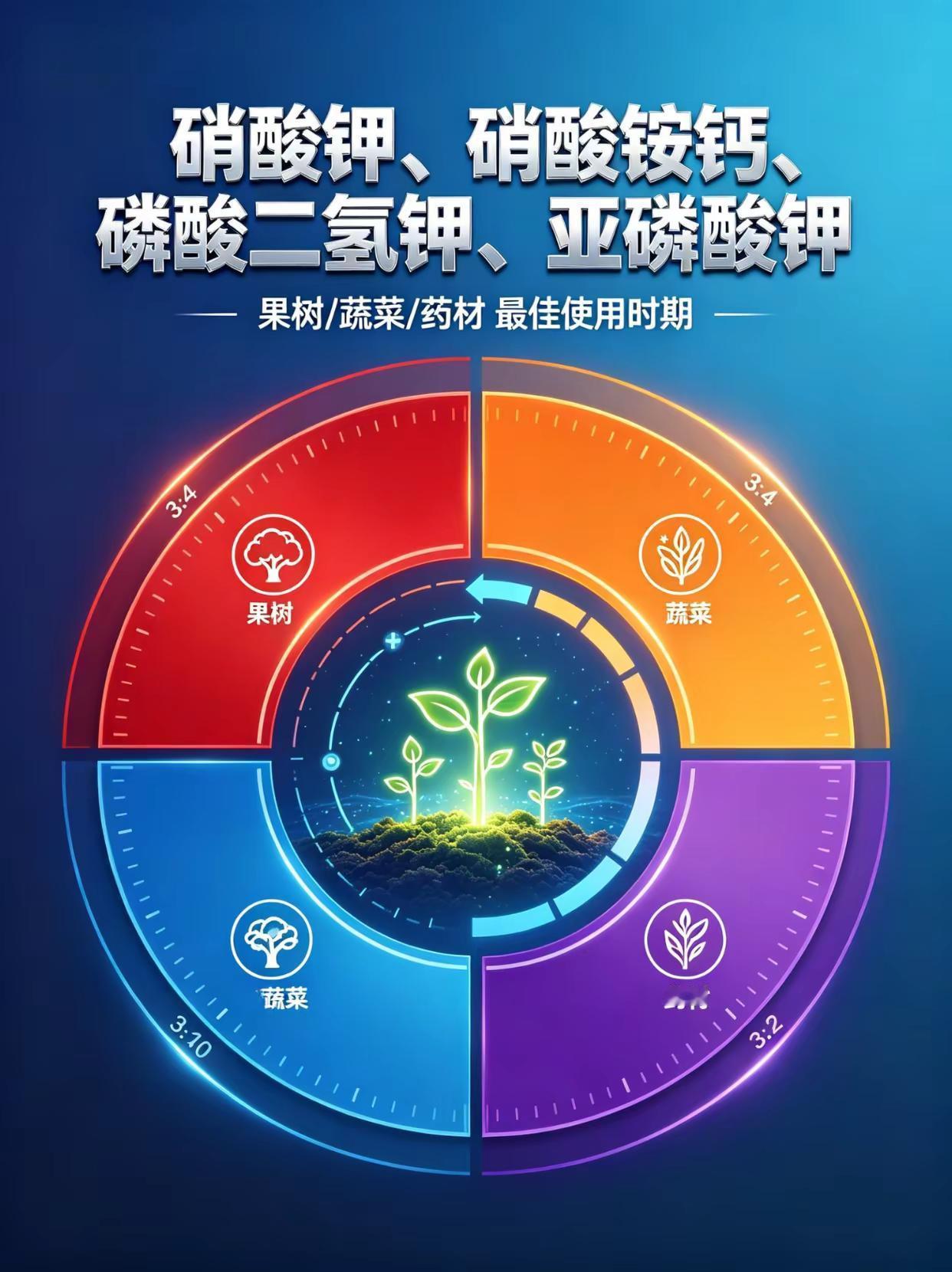 这4大肥料，果树蔬菜药材，最佳使用时期。硝酸钾硝酸铵钙磷酸二氢钾亚磷酸钾