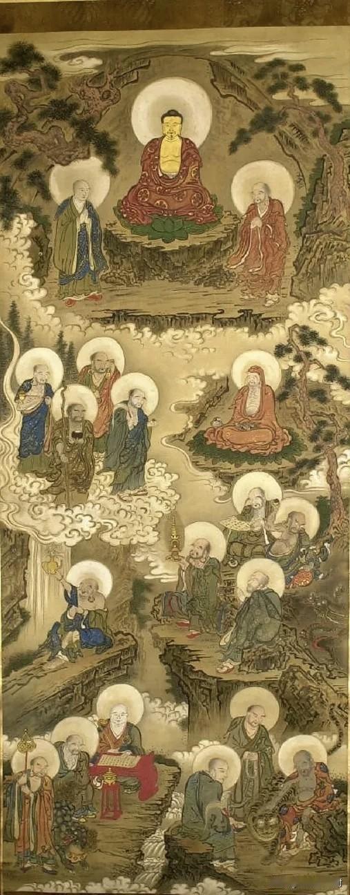 深山古画暗藏玄机：佛陀讲法，十八罗汉各显神通，日本人画的佛画为何能风靡东西方？
