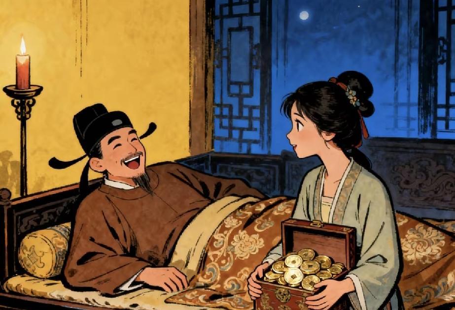 古代贪官故事贪官一听，眼睛顿时亮了，摸着下巴笑道：“还是你懂情趣！”当即差人搬