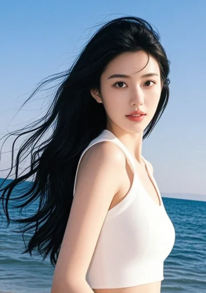 美女侧身而立，光影仿佛自动为她打上柔光滤镜！