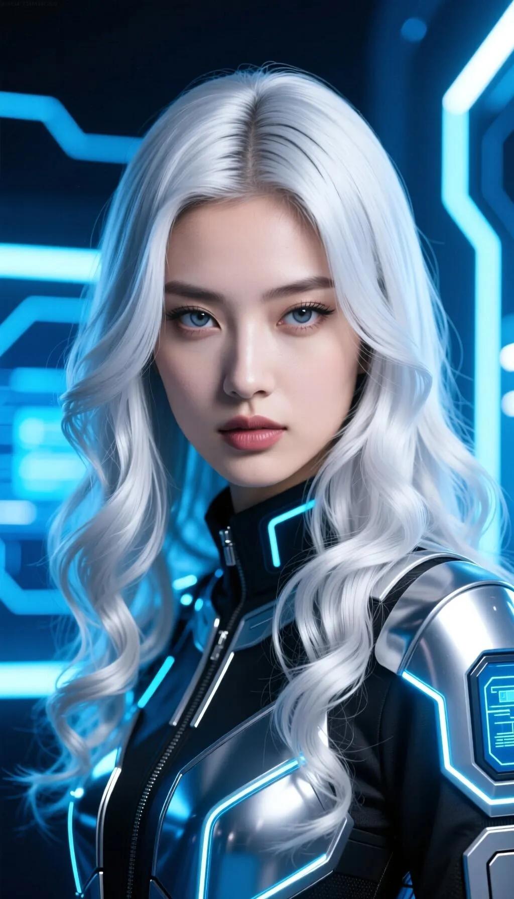 未来科技风少女，银发蓝眼，酷炫科技装，科幻大片感！