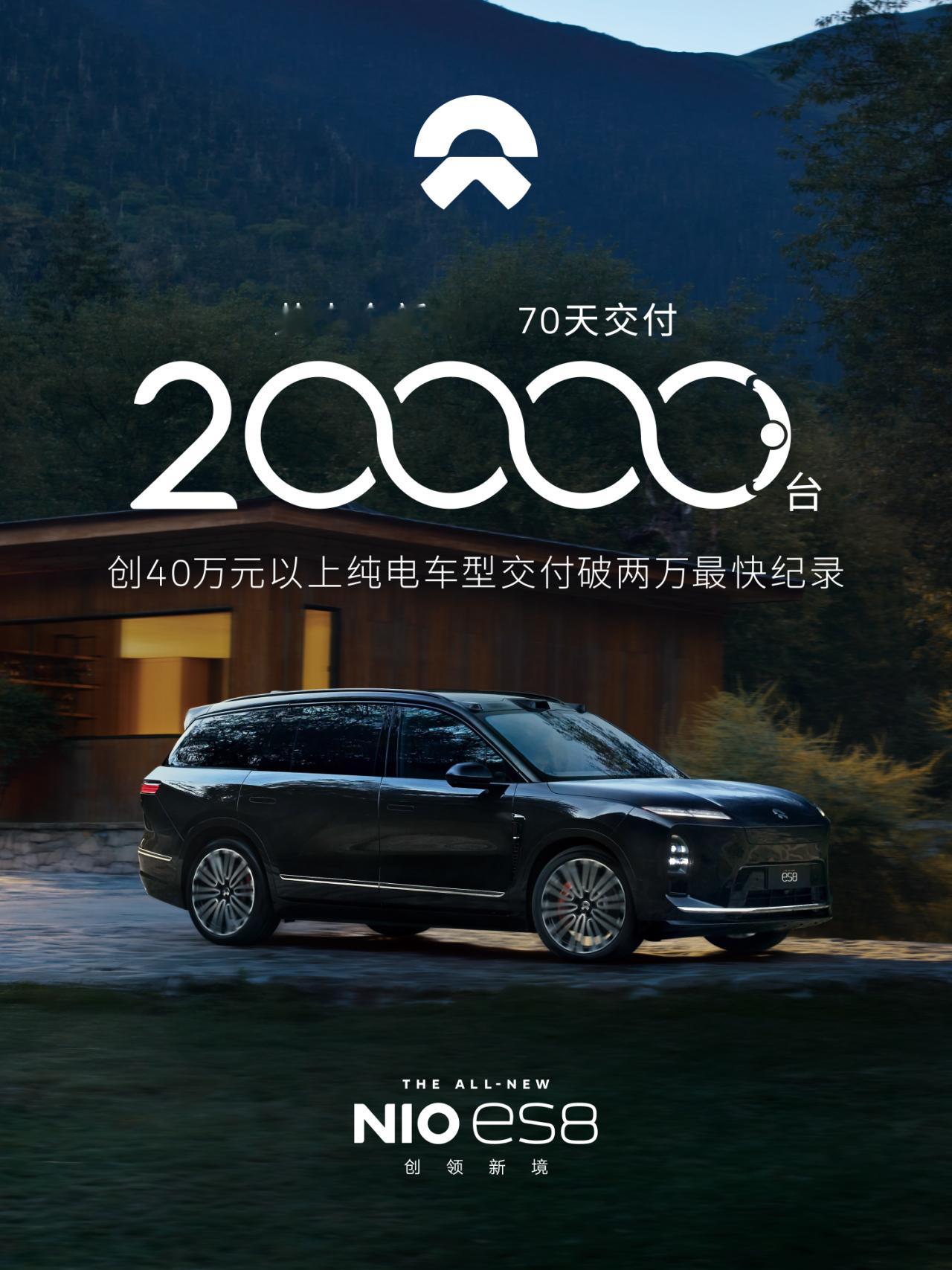 ES8交付满20000台，目前车架号已经去到24开头了，也就是下个月，交付三万台