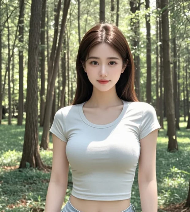 森林里的她，宛若一幅诗意画卷