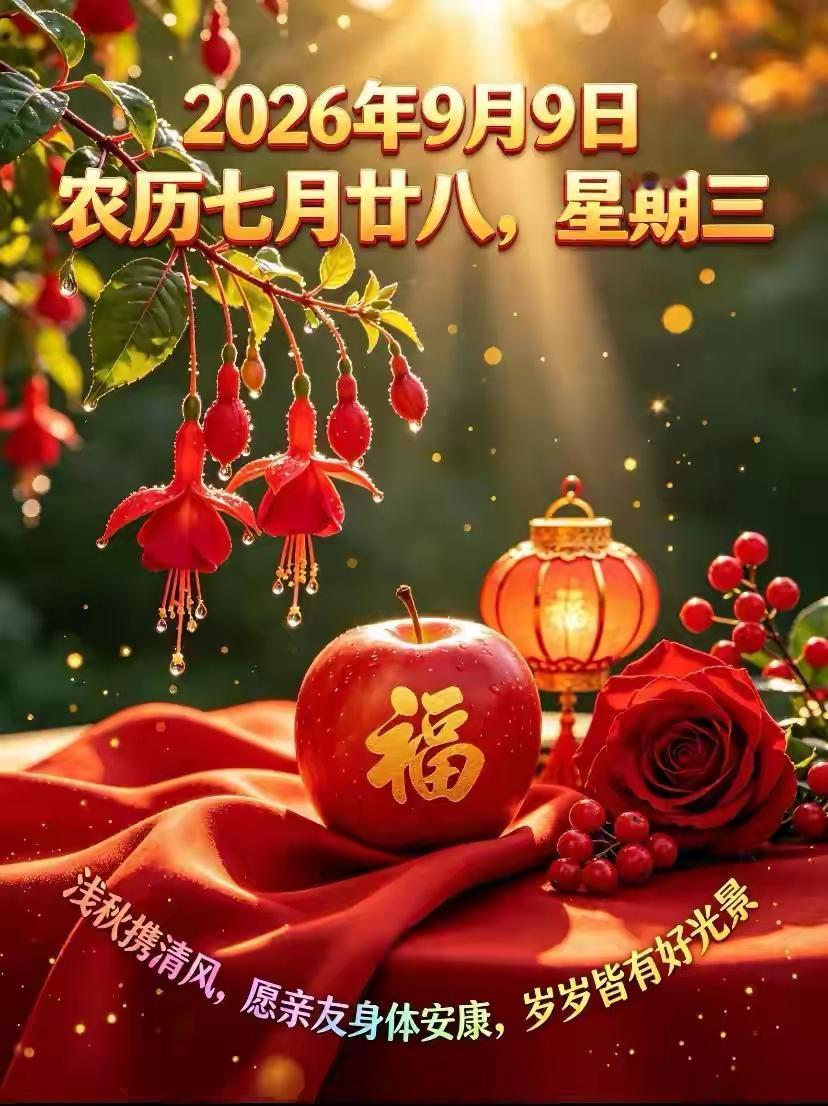 晨光徐徐照窗前，周三新天展笑颜；愿你日子皆平安，遇事从容心放宽；开心快乐