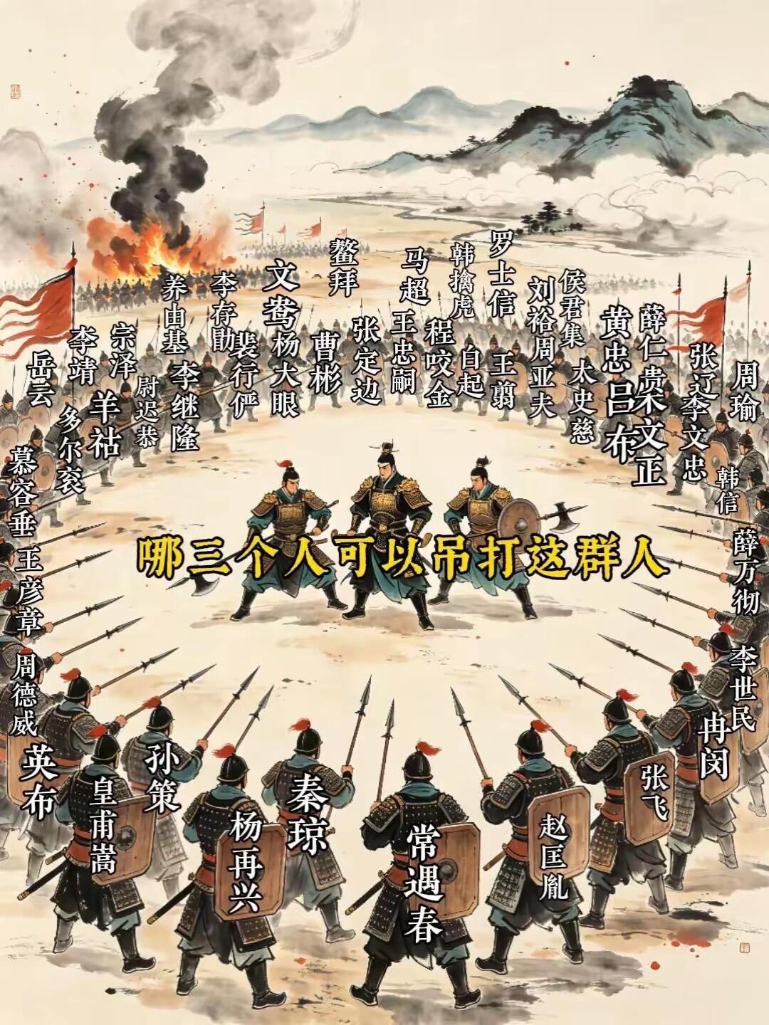 历史上哪三个人组队可以打败这一群包围的人？