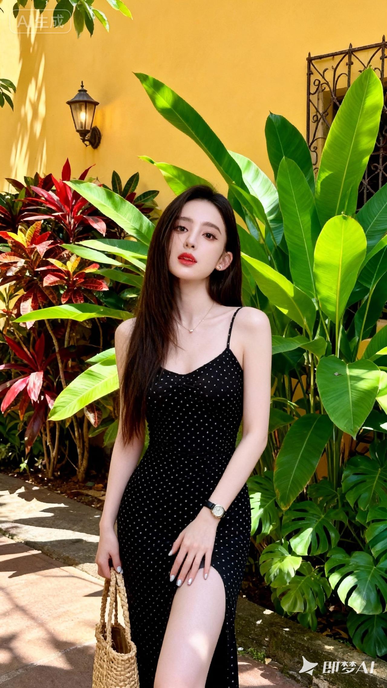 夏日穿搭指南：黑色波点连衣裙，优雅又迷人！🌞👗💄