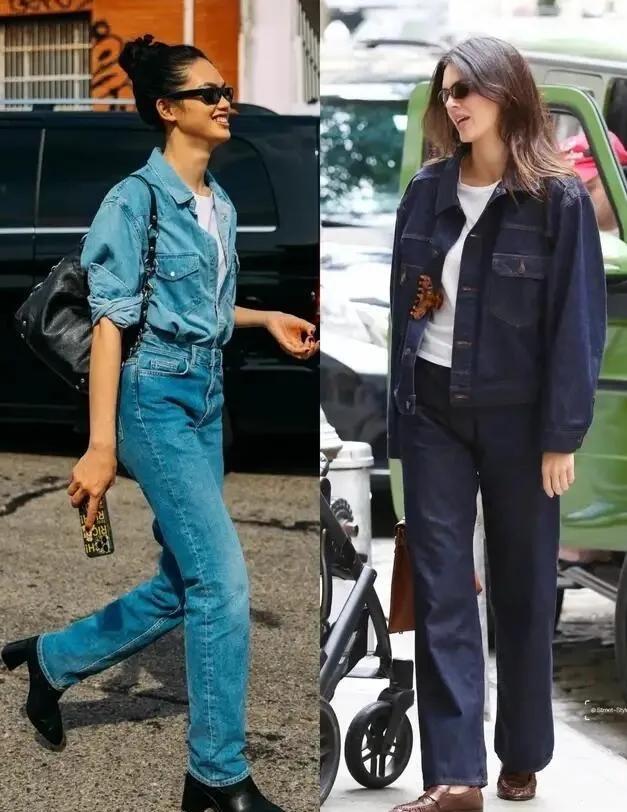 牛仔外套是早春万能公式吧！牛仔外套真的永不过时！搭波点黄裙甜酷灵动，配条纹