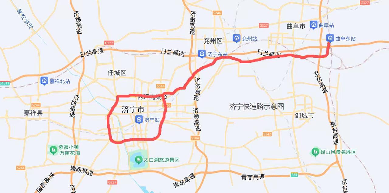 济宁崇德大道快速路为较远的市辖区融合提供了样板在组团状城市发展