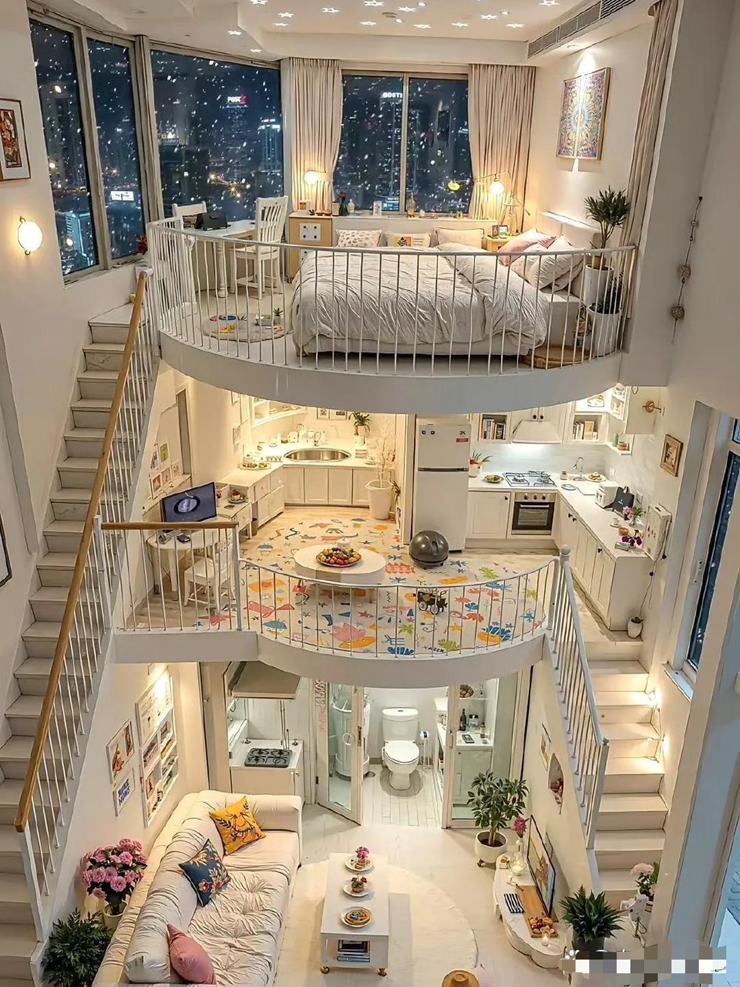 这叫一个人住到天花板。