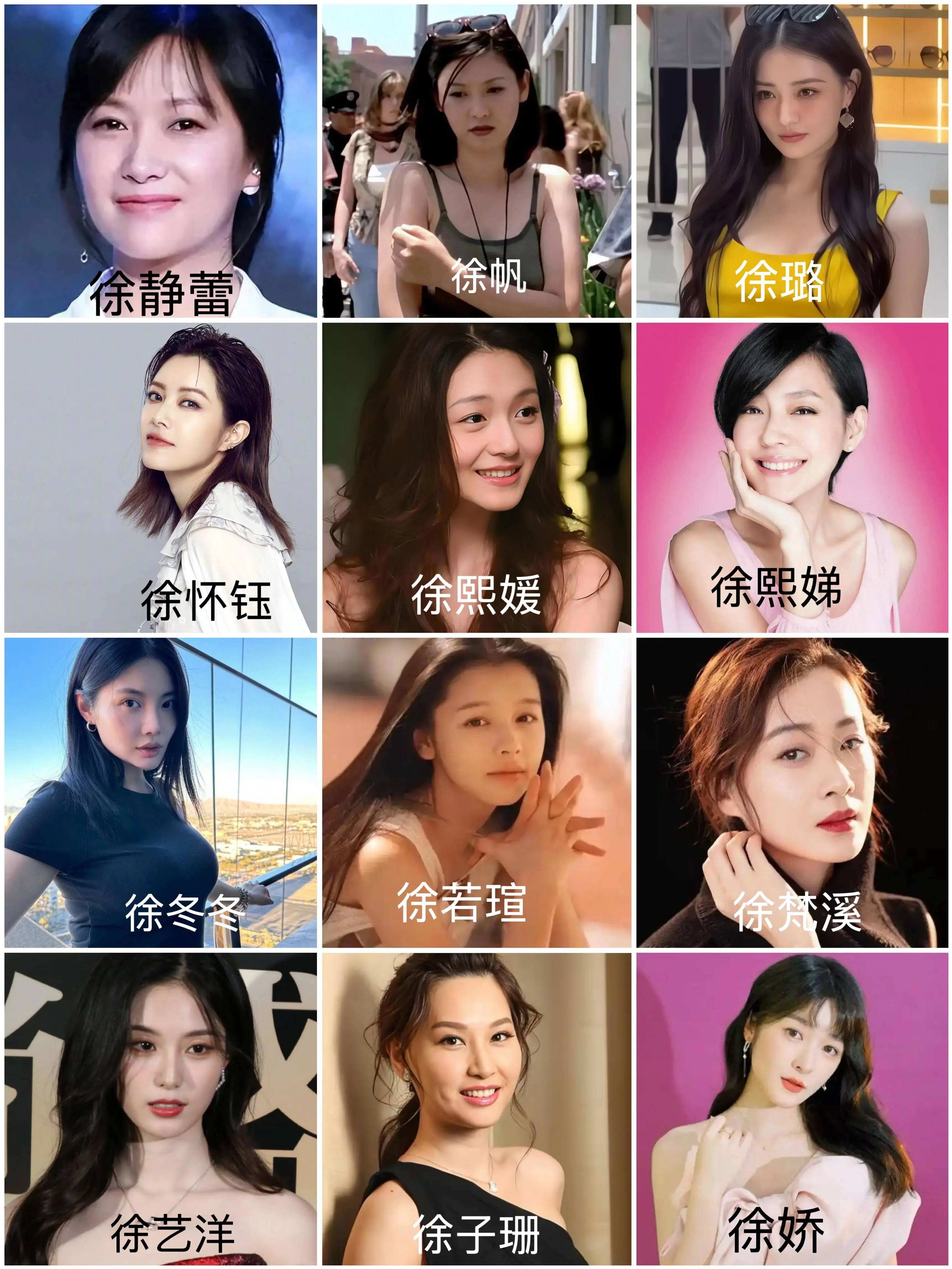 巅峰颜值而论，下面12位“徐姓”女明星，以你审美来看，谁最漂亮？
