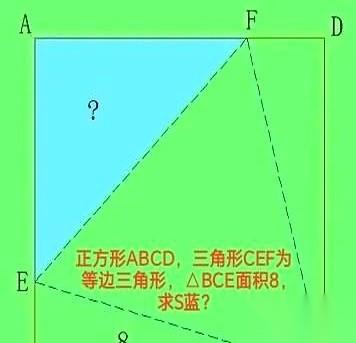 就这么一道题，差点把我看走神了。一个方块，里头一个三角，然后告诉你右下角那一小