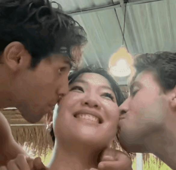 巴厘岛，一湖北女子去巴厘岛度假，期间遇到两名外国男子，三人交谈甚欢，视频中两名男