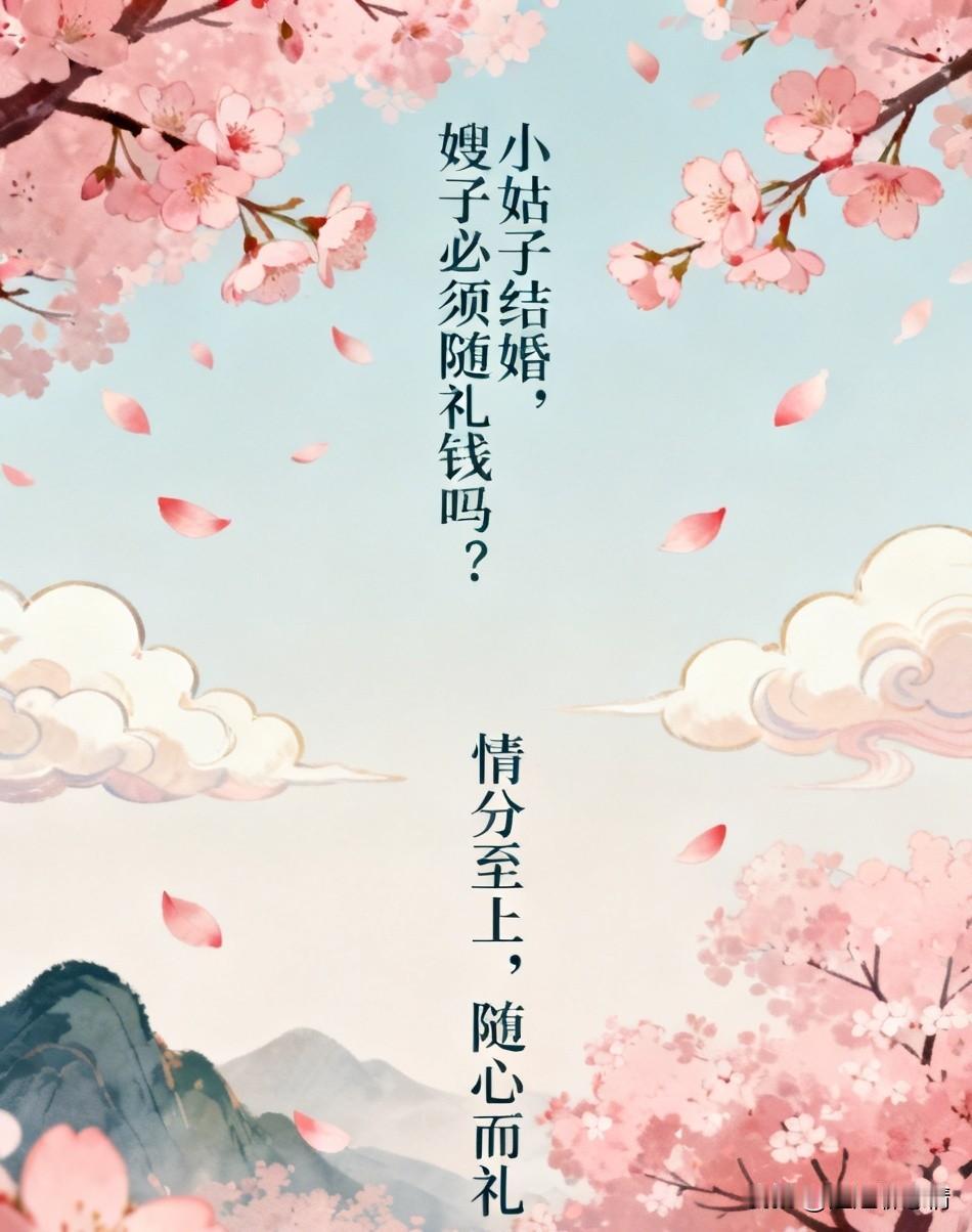 小姑子结婚，嫂子必须随礼钱吗?礼金这件事，一旦加上“必须”二字，味道就变了。