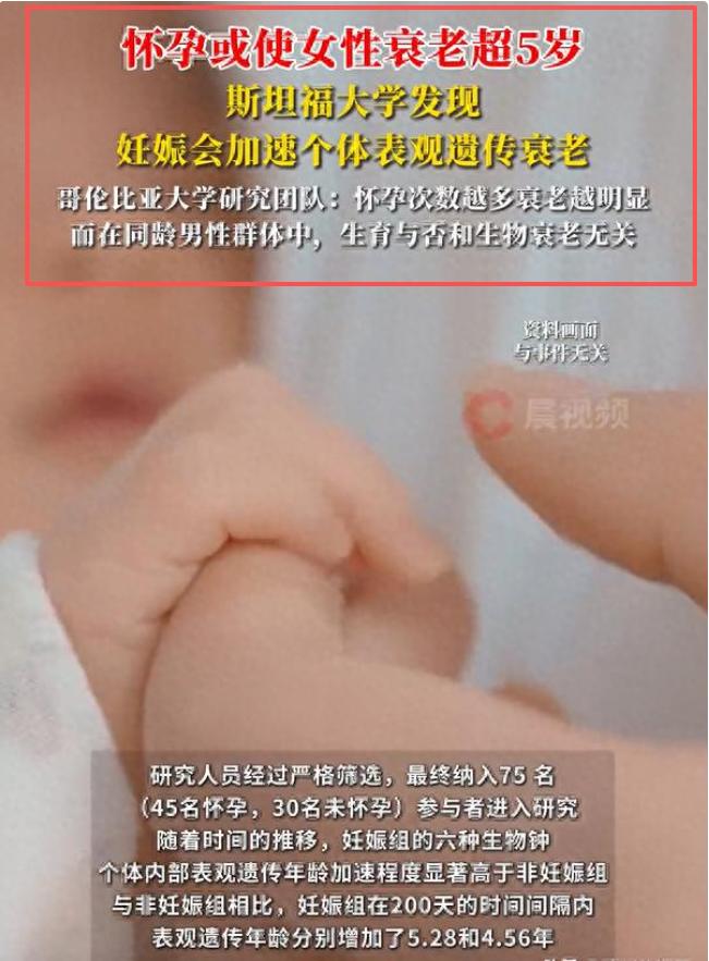 最近刷到个超颠覆认知的研究，直接给我看愣了——原来怀孕对女生身体的“年龄时