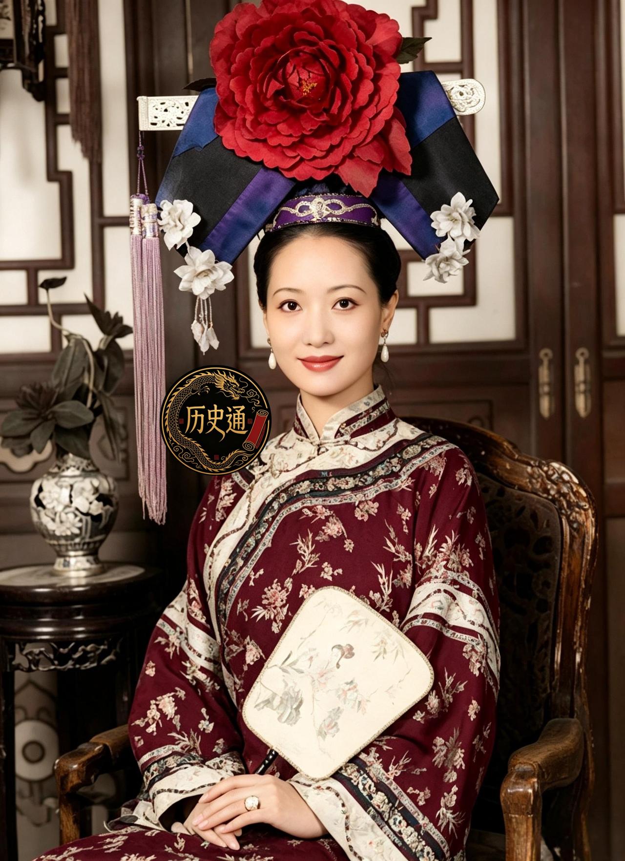 这位头戴大拉翅、身穿绣花旗袍、白面皮四方脸，颜值极高的女子是乾隆第五子五阿哥永琪