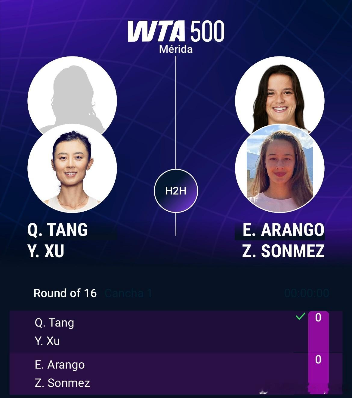 WTA500🇲🇽梅里达站女双首轮🇨🇳徐一璠/🇨🇳汤千慧对手🇨🇴