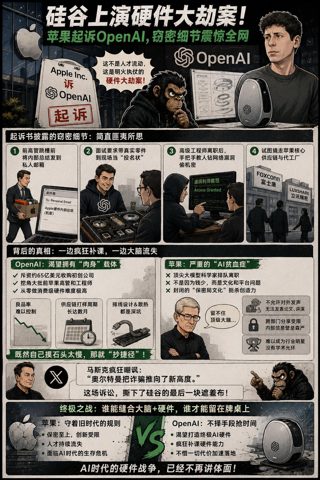 硅谷现在的戏，比好莱坞的商战片还要刺激苹果一纸诉状把OpenAI告上了法庭，起