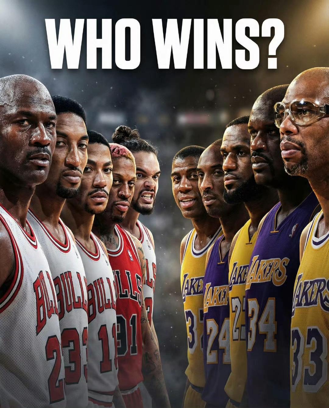 美媒问最强公牛Vs最强湖人谁更强？这一点悬念都没有，湖人多少总冠军，多少巨星