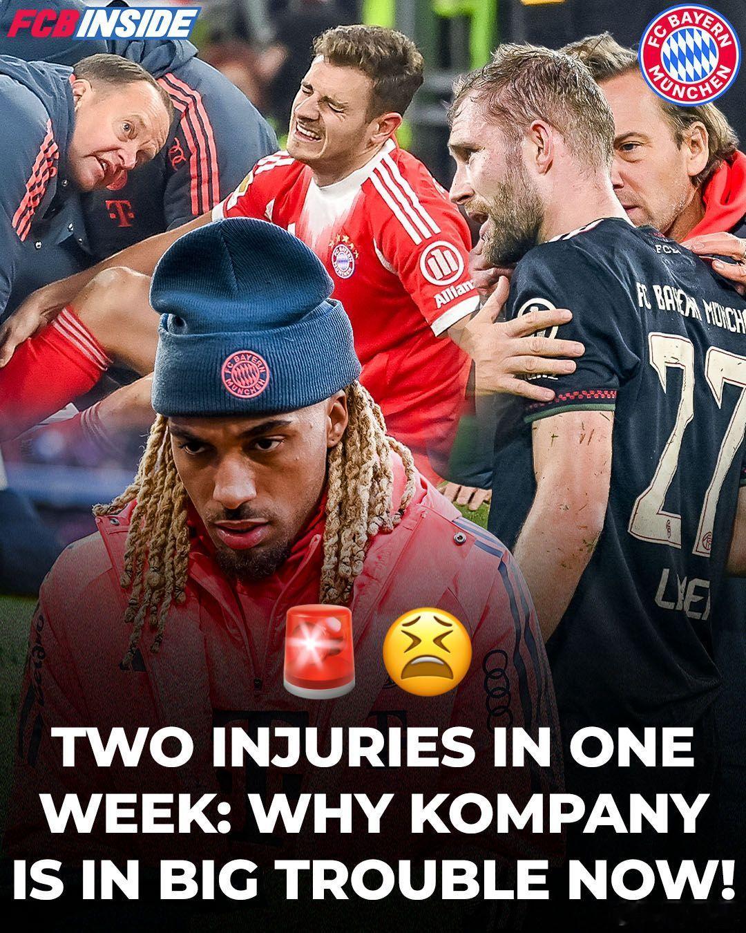 [又开始了[哭哭]］拜仁慕尼黑又添一名后防球员缺阵。继康拉德·莱默受伤后，主教练文