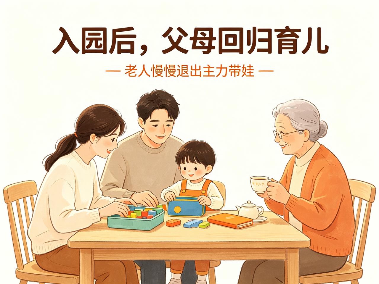 身边越来越多家庭，在孩子上幼儿园后，慢慢让老人退出主力带娃模式，这种新式带娃真的