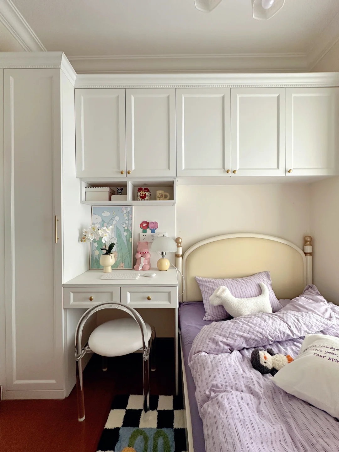 没做榻榻米的5平小卧室，这样好看又实用！💜