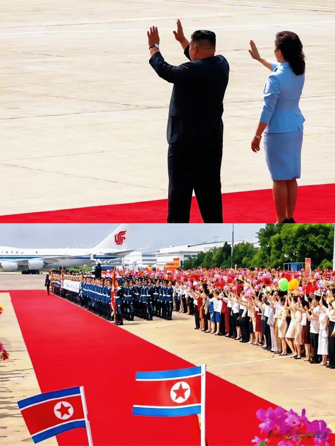 金将军和夫人昨天在机场迎接，今天又到机场送别，情深意长…