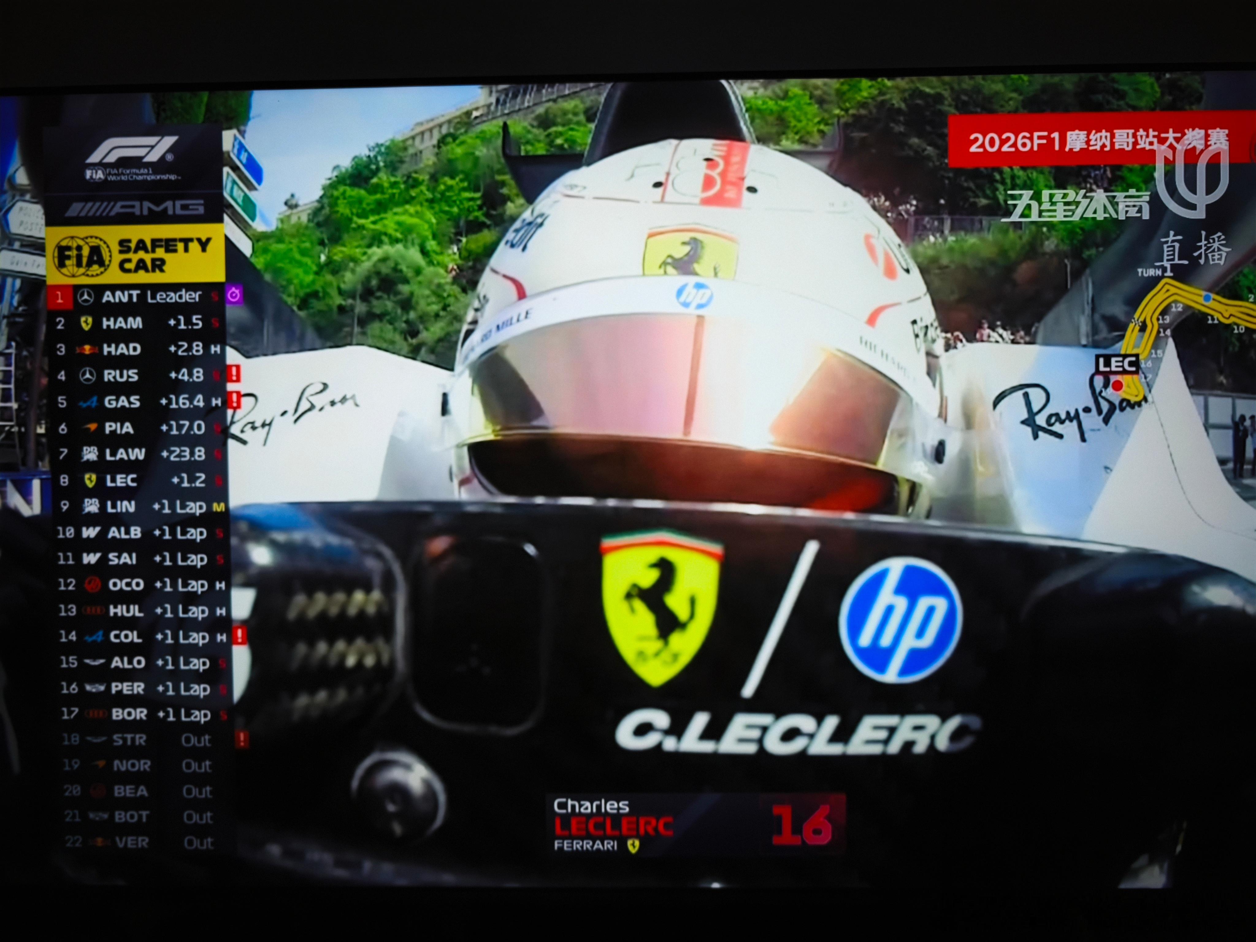 2026F1摩纳哥大奖赛法拉利勒克莱尔刹车又有问题撞车了梅奔进站卡了一下，拉塞尔