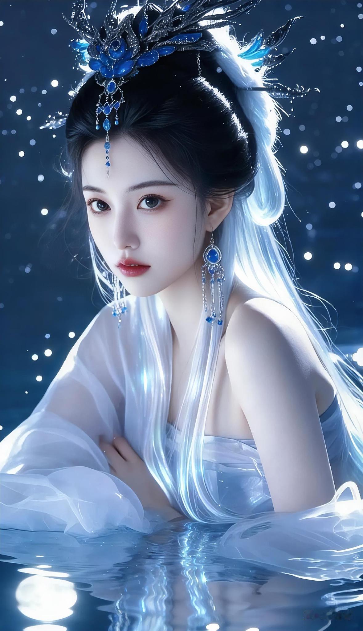 她身姿曼妙，步履轻盈，仙气飘飘，宛若九天之上的玄女。身着古风衣裳，犹如仙子下