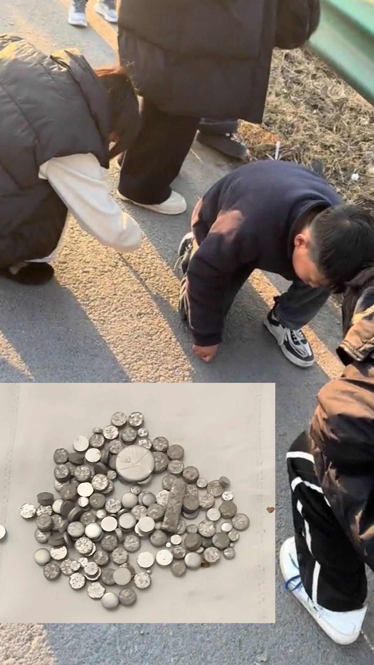 网友反映343道路上可以捡到“银子”，今天下午好多商丘老乡分享343道路可以捡到