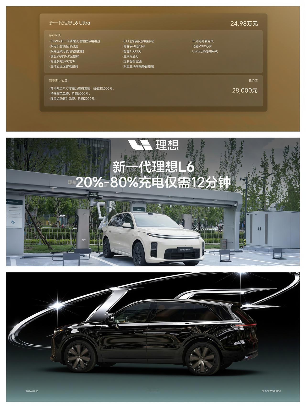 2026款理想L6价格24.98万元，51度磷酸铁锂电池，双电机四驱，冰箱彩电大