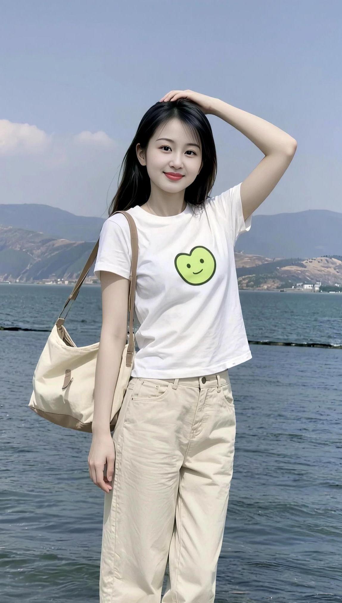 海滨生活照甜系女孩清纯甜美治愈系笑容少女写真