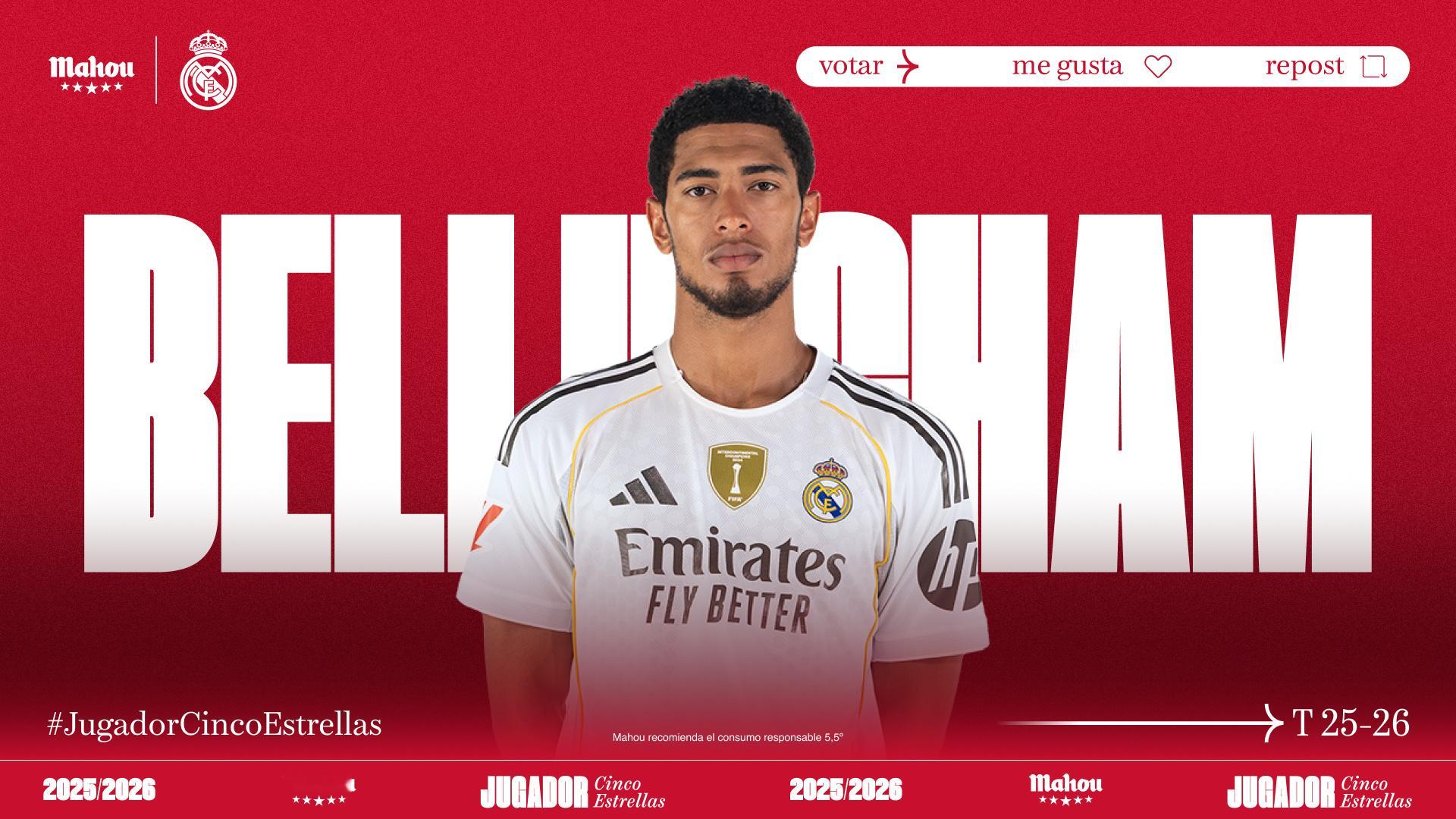 贝林厄姆入围皇马10月最佳球员候选🙌​​​