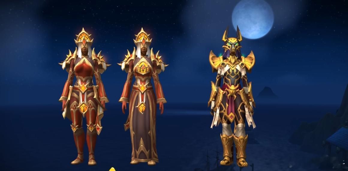 明年初最受关注的幻化套装～复仇十字军套，还有各种武器，红色的外形非常拉风。魔兽世