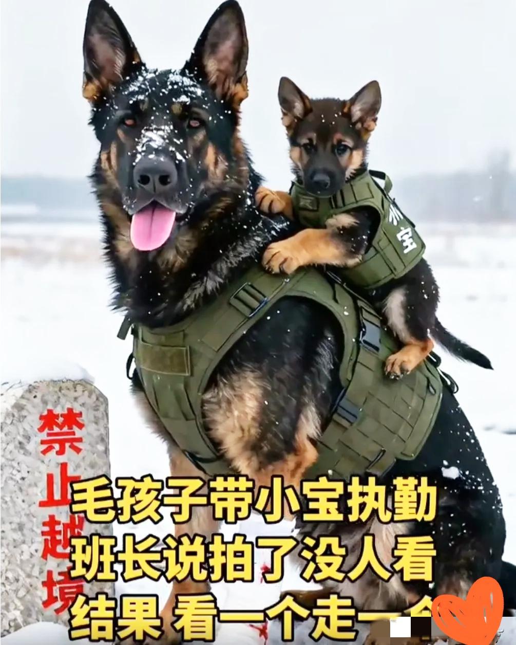 这都没人爱的话，太没天理了吧！好乖好可爱，警犬妈妈又好飒呢边防的警