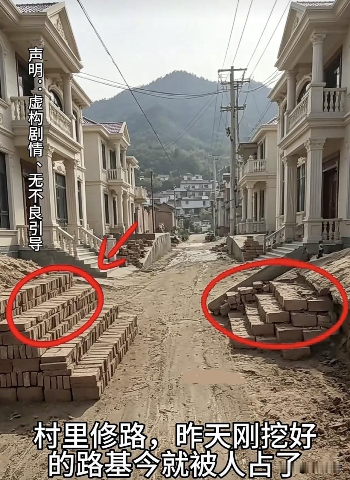 村里修路，昨天刚挖好的路基今就被人占了。这样该如何处理好呢⁉️农村生活