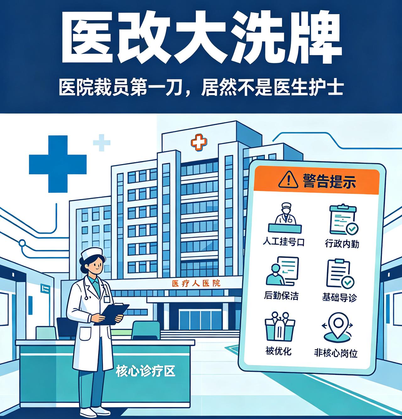 医改大洗牌！医院裁员第一刀，居然不是医生护士！2026全国公立医院大优