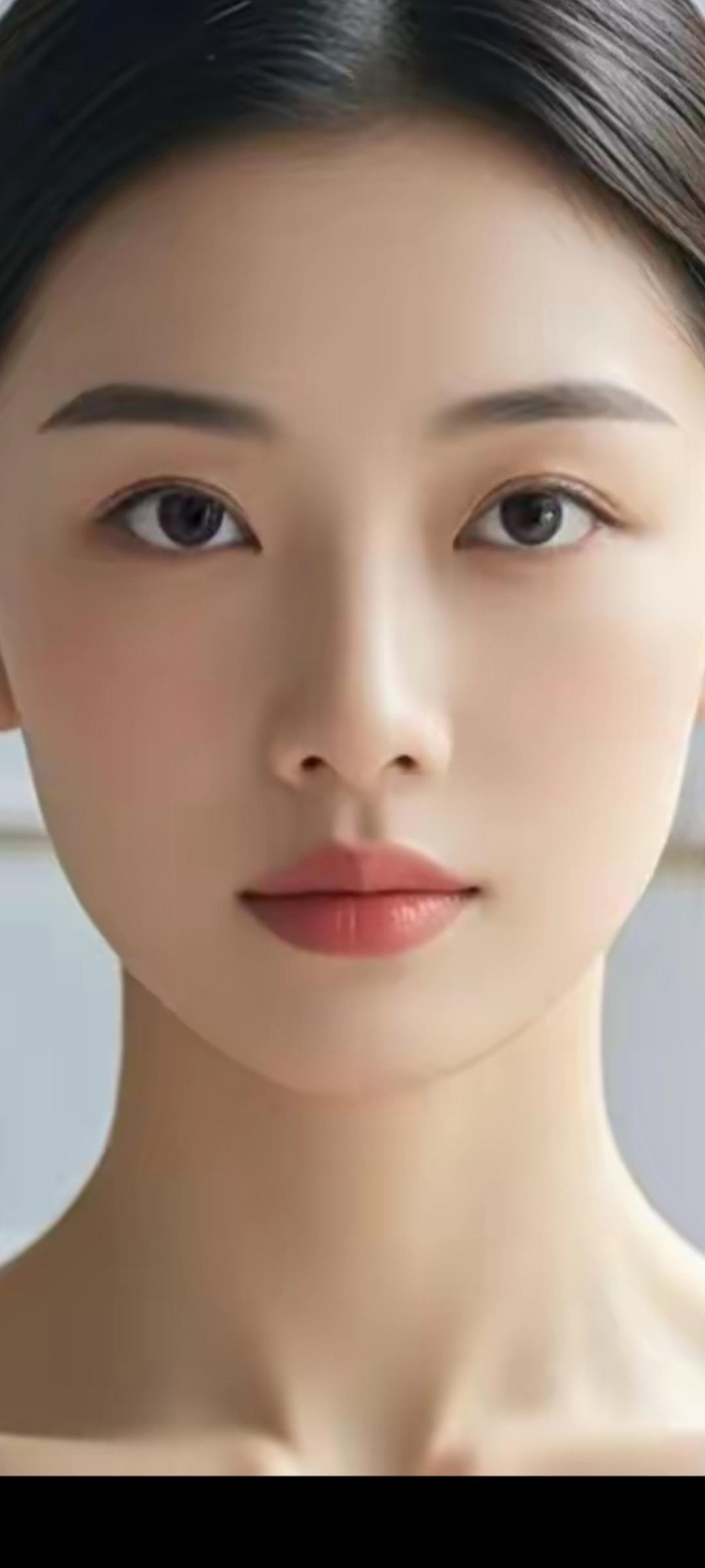 优雅气质，自然妆容，完美无瑕的肌肤