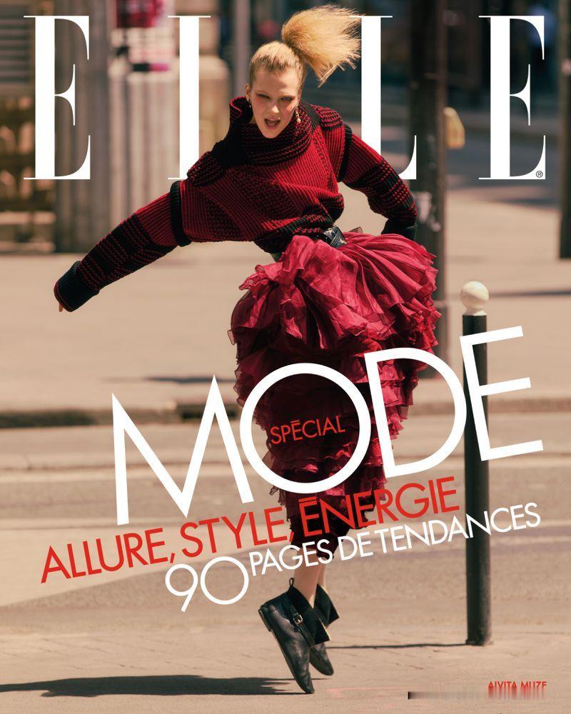 模特AivitaMūze登上法版《ELLE》2025年9月刊封面，演绎“Spe