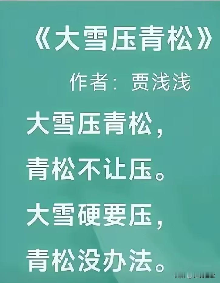 大雪压青松，青松不让压。大雪硬要压，青松没办法。如果《大雪压青松》这首打