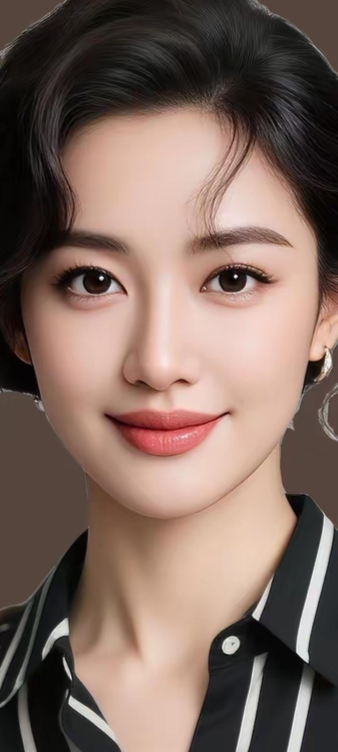 温柔甜美的微笑，黑白条纹的时尚穿搭，元气满满的一天！😊✨